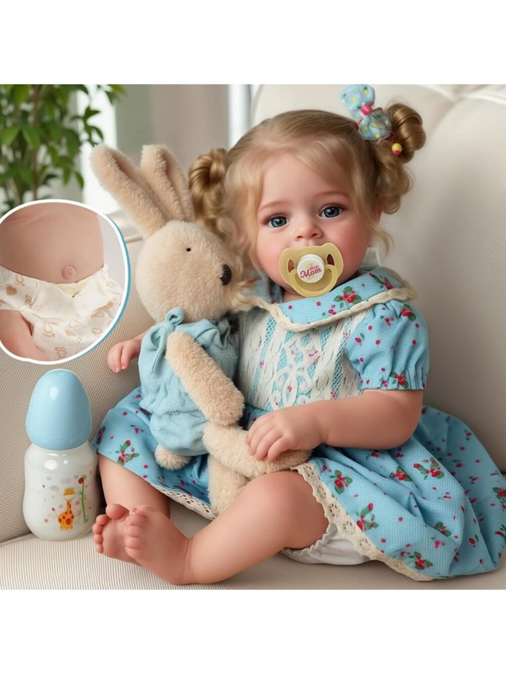 Lifelike 20" Reborn Baby Doll with Long Brown Hair - Realistic & Adorable